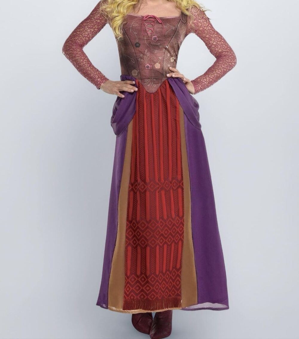 Disney Hocus Pocus Purple & Red Vintage Style Maxi Dress Medium